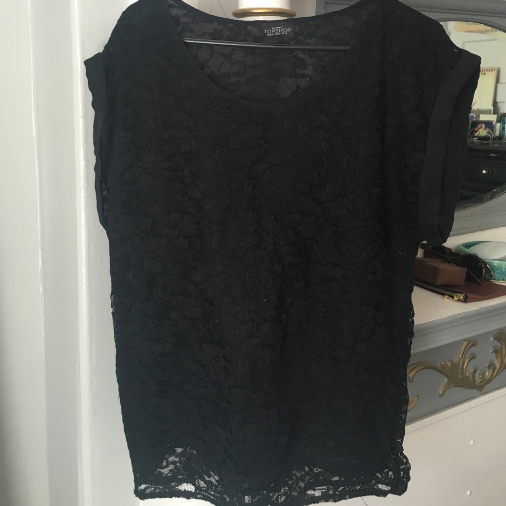 Topshop Black Lace Blouse
